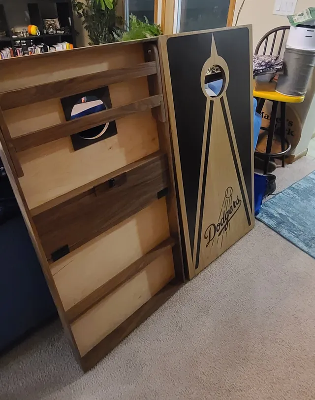 Dodgers Cornhole Boards — custom woodworking project